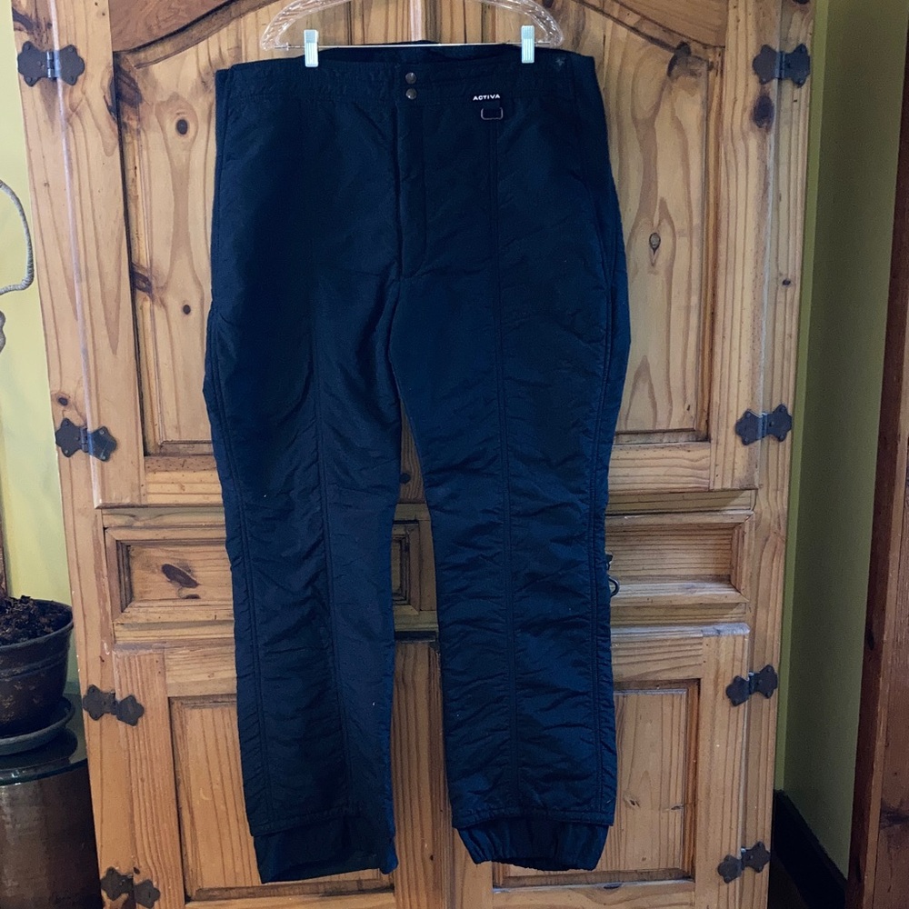 Mens Activa black nylon snow ski pants size XL